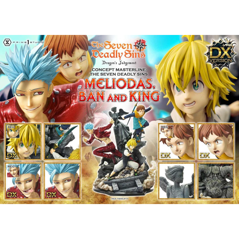 Seven Deadly Sins statuette Meliodas, Ban & King Deluxe Version 55 cm