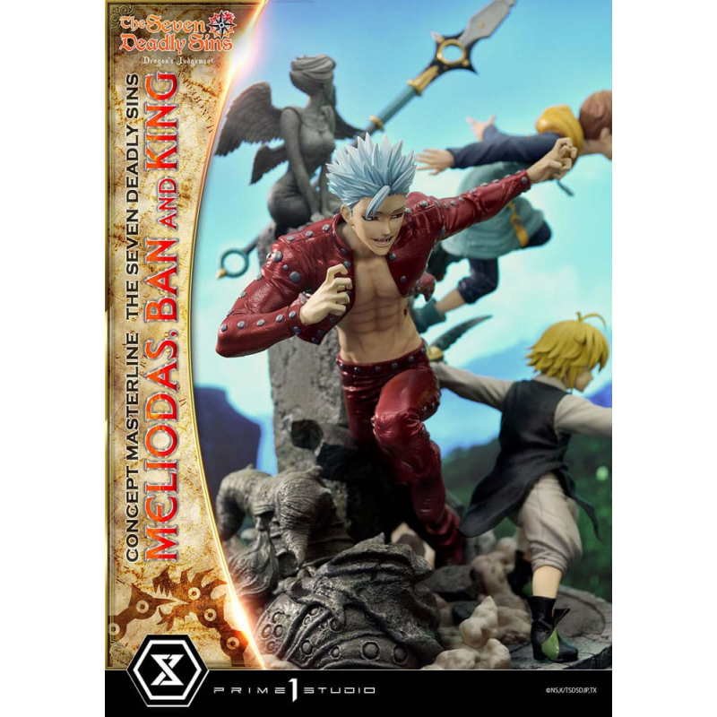 Seven Deadly Sins statuette Meliodas, Ban and King 55 cm