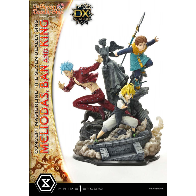 Seven Deadly Sins statuette Meliodas, Ban & King Deluxe BONUS Version 55 cm