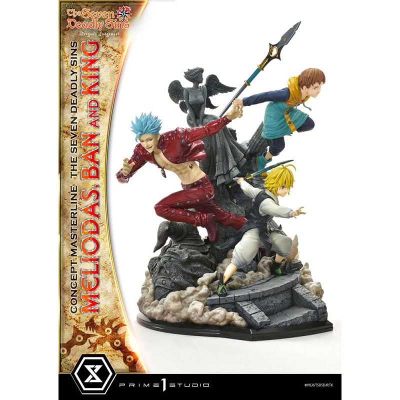 Seven Deadly Sins statuette Meliodas, Ban & King Deluxe BONUS Version 55 cm