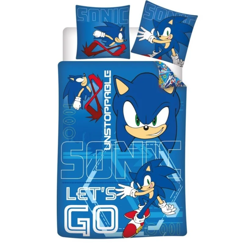 SONIC - Parure de lit 140x200cm + 65x65cm - Let's Go