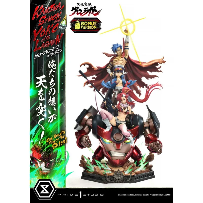 Gurren Lagann statuette Ultimate Premium Masterline Series 1/4 Kamina, Simon & Yoko with Lagann Deluxe Bonus Version 97 cm