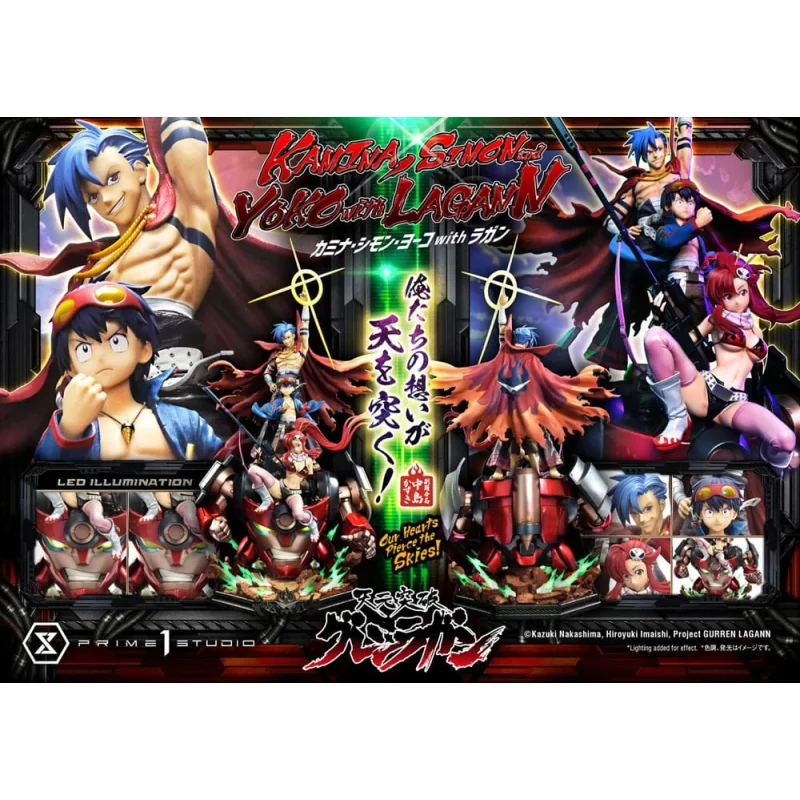 Gurren Lagann statuette Ultimate Premium Masterline Series 1/4 Kamina, Simon & Yoko with Lagann Deluxe Bonus Version 97 cm