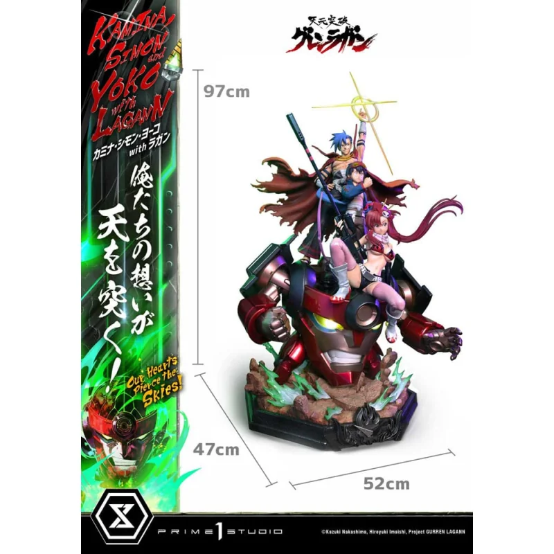 Gurren Lagann statuette Ultimate Premium Masterline Series 1/4 Kamina, Simon & Yoko with Lagann Deluxe Bonus Version 97 cm