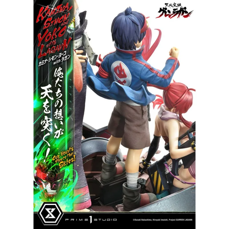 Gurren Lagann statuette Ultimate Premium Masterline Series 1/4 Kamina, Simon & Yoko with Lagann Deluxe Bonus Version 97 cm