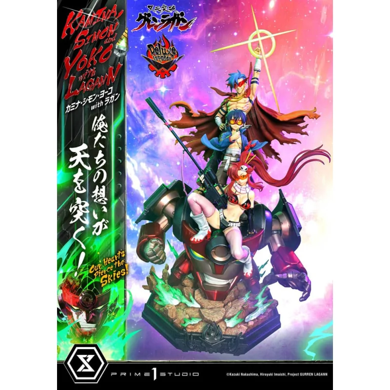 Gurren Lagann statuette Ultimate Premium Masterline Series 1/4 Kamina, Simon & Yoko with Lagann Deluxe Bonus Version 97 cm