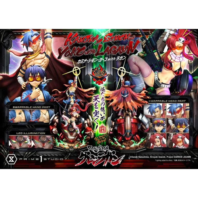 Gurren Lagann statuette Ultimate Premium Masterline Series 1/4 Kamina, Simon & Yoko with Lagann Deluxe Bonus Version 97 cm