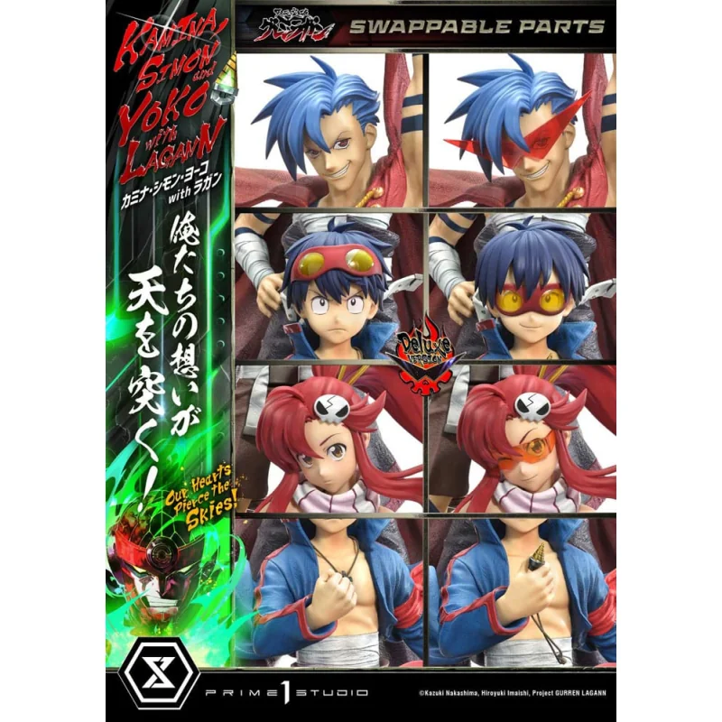 Gurren Lagann statuette Ultimate Premium Masterline Series 1/4 Kamina, Simon & Yoko with Lagann Deluxe Bonus Version 97 cm