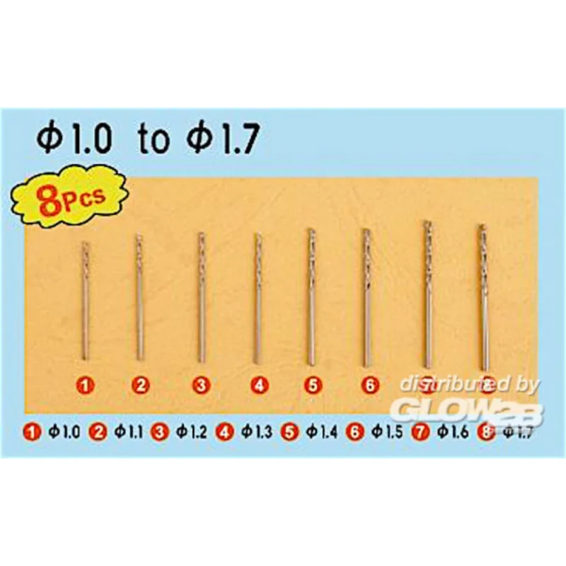 Twist forage Auger Bit Set 2 « (1,0 à 1,7 mm 8 pièces ea)