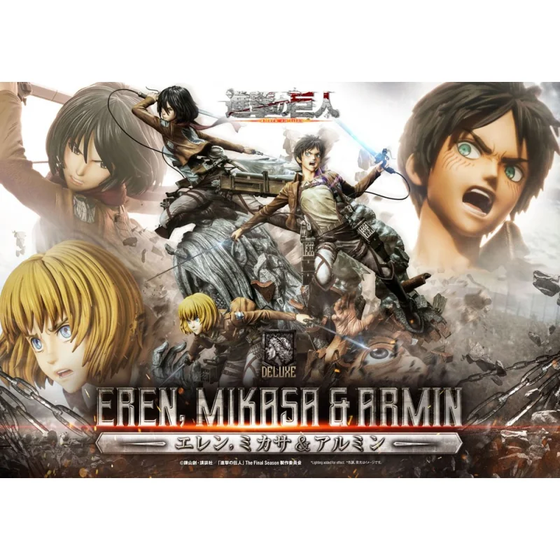 Attack on Titan Ultimate Premium Masterline statuette Eren, Mikasa, & Armin Deluxe Bonus Version 72 cm