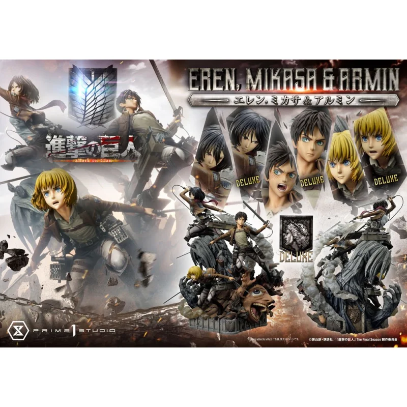 Attack on Titan Ultimate Premium Masterline statuette Eren, Mikasa, & Armin Deluxe Bonus Version 72 cm