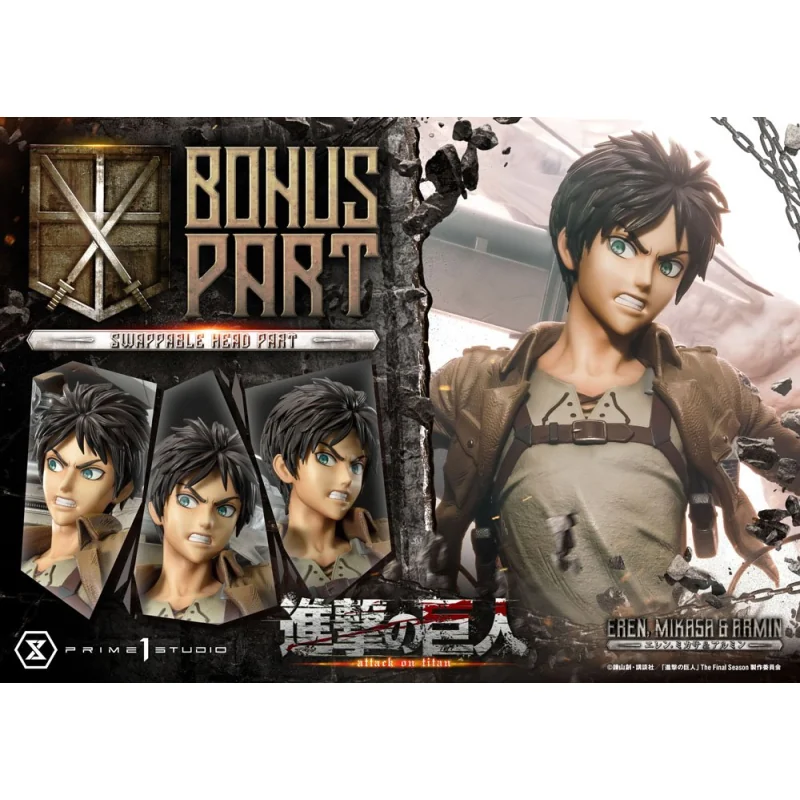 Attack on Titan Ultimate Premium Masterline statuette Eren, Mikasa, & Armin Deluxe Bonus Version 72 cm