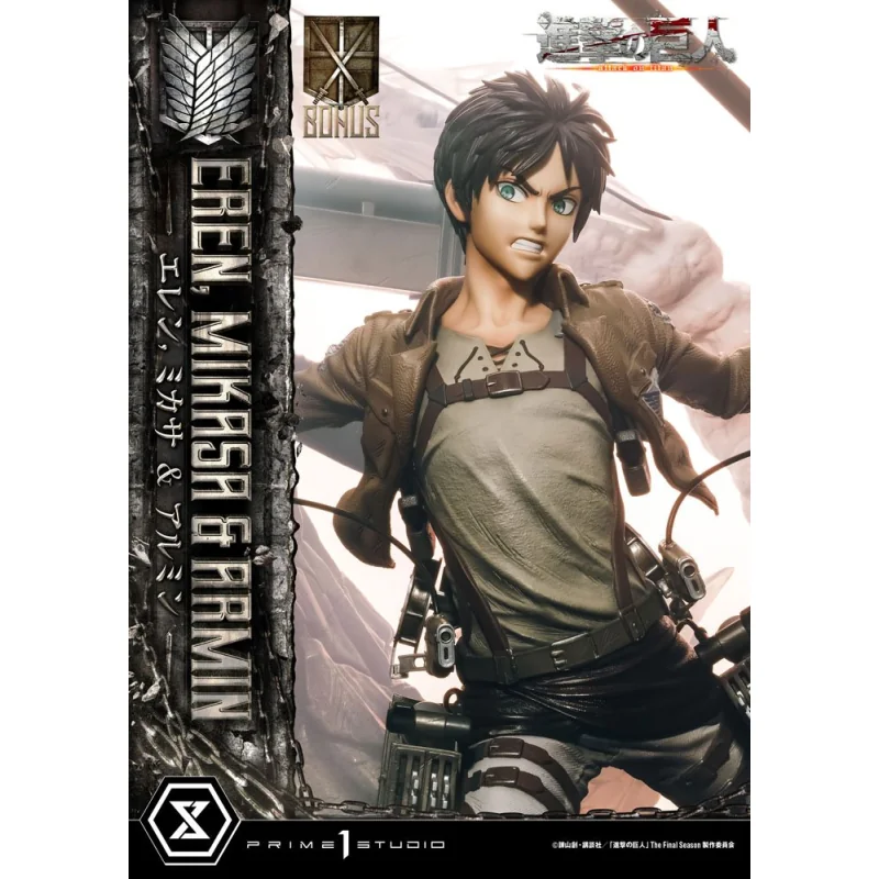 Attack on Titan Ultimate Premium Masterline statuette Eren, Mikasa, & Armin Deluxe Bonus Version 72 cm