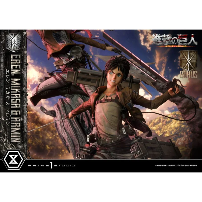 Attack on Titan Ultimate Premium Masterline statuette Eren, Mikasa, & Armin Deluxe Bonus Version 72 cm