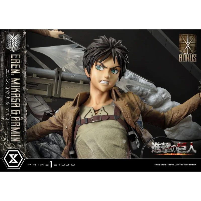 Attack on Titan Ultimate Premium Masterline statuette Eren, Mikasa, & Armin Deluxe Bonus Version 72 cm