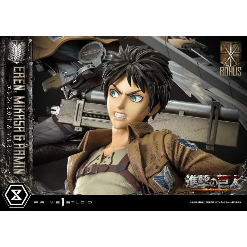 Attack on Titan Ultimate Premium Masterline statuette Eren, Mikasa, & Armin Deluxe Bonus Version 72 cm