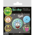 Rick and Morty pack 5 badges Heads