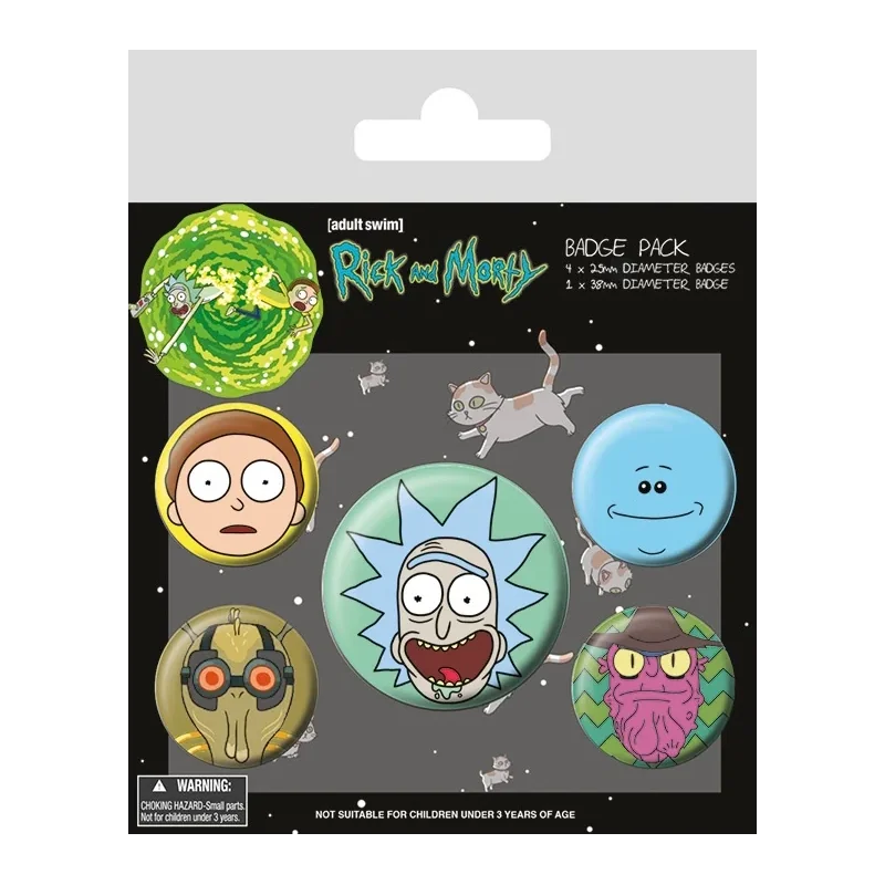 Rick and Morty pack 5 badges Heads