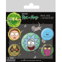 Rick and Morty pack 5 badges Heads