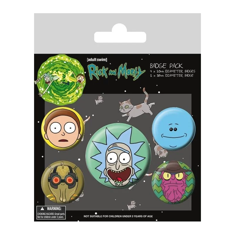 Rick and Morty pack 5 badges Heads