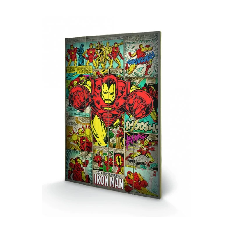 MARVEL COMICS - Iron Man Retro - Impression sur bois 40x59cm