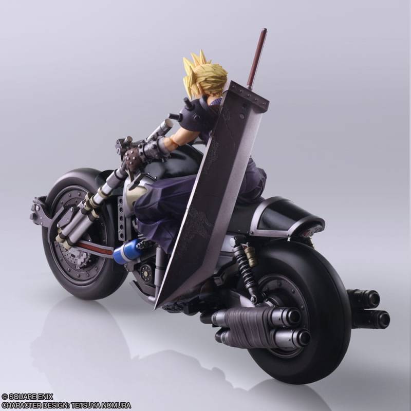 Final Fantasy VII Bring Arts figurine avec véhicule Cloud Strife & Hardy-Daytona 15 cm