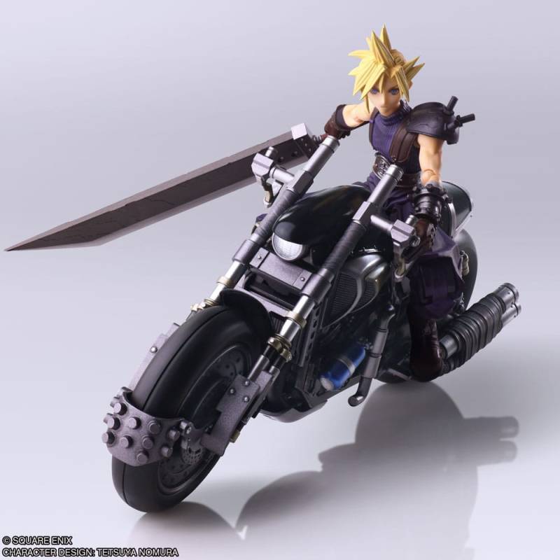 Final Fantasy VII Bring Arts figurine avec véhicule Cloud Strife & Hardy-Daytona 15 cm