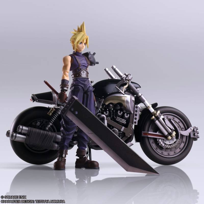 Final Fantasy VII Bring Arts figurine avec véhicule Cloud Strife & Hardy-Daytona 15 cm