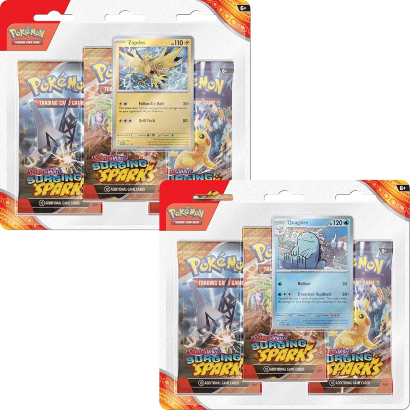 Pokémon TCG Scarlet & Violet 08 pack 3 blister boosters Surging Sparks *ANGLAIS* Set (2)