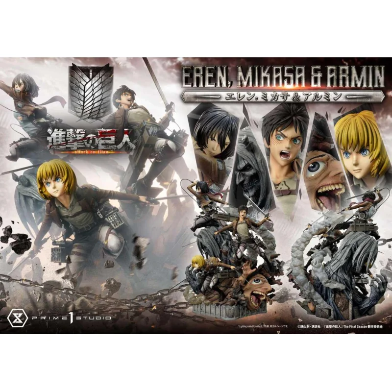 Attack on Titan Ultimate Premium Masterline statuette Eren, Mikasa, & Armin 72 cm